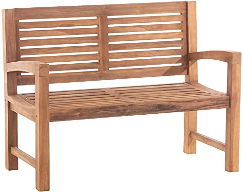 CLP Teakbank Halden I Holzbank Für Den Garten I Sitzbank Mit Armlehnen, Farbe:Teak, Größe:120 cm von CLP
