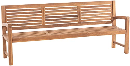 CLP Teakbank Halden I Holzbank Für Den Garten I Sitzbank Mit Armlehnen, Farbe:Teak, Größe:220 cm von CLP