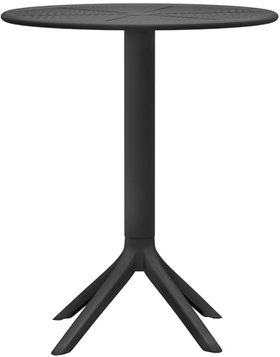 CLP Tisch Lacota Ø 60 cm I Gartentisch wetterfest und UV-beständig I Runder Balkontisch aus langlebigem Polypropylen, Farbe:schwarz von CLP