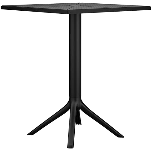 CLP Tisch Nuvela 60 x 60 cm | Wetterfester Gartentisch mit UV-beständiger Oberfläche | Eckiger Balkontisch aus Polypropylen, Farbe:schwarz von CLP