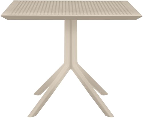 CLP Tisch Sky 80 x 80 cm I Gartentisch wetterfest und UV-beständig I Eckiger Balkontisch aus langlebigem Polypropylen, Farbe:Taupe von CLP