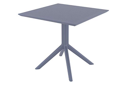 CLP Tisch Sky 80 x 80 cm I Wetterfester Gartentisch aus UV-beständigem Kunststoff I witterungsbeständiger Tisch, Farbe:dunkelgrau von CLP