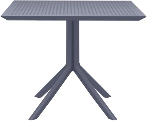 CLP Tisch Sky 80 x 80 cm I Gartentisch wetterfest und UV-beständig I Eckiger Balkontisch aus langlebigem Polypropylen, Farbe:dunkelgrau von CLP