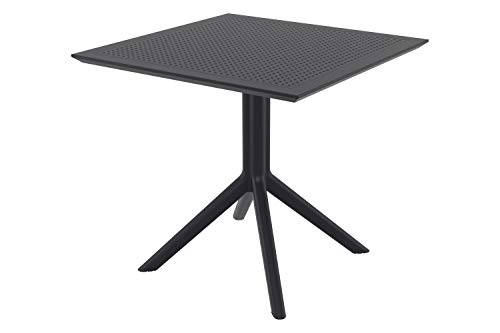 CLP Tisch Sky 80 x 80 cm I Wetterfester Gartentisch aus UV-beständigem Kunststoff I witterungsbeständiger Tisch, Farbe:schwarz von CLP