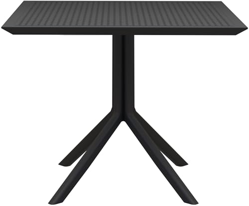 CLP Tisch Sky 80 x 80 cm I Gartentisch wetterfest und UV-beständig I Eckiger Balkontisch aus langlebigem Polypropylen, Farbe:schwarz von CLP