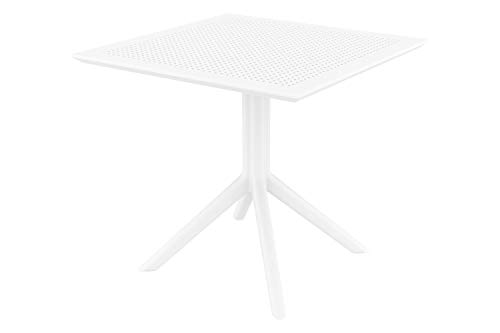 CLP Tisch Sky 80 x 80 cm I Wetterfester Gartentisch aus UV-beständigem Kunststoff I witterungsbeständiger Tisch, Farbe:weiß von CLP
