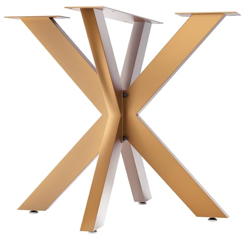 CLP Tischbeine Biloxi I Tischkufen für DIY-Tische I Höhe 71 cm I Sternförmiges Tischgestell aus pulverbeschichtetem Stahl, Farbe:Gold, Größe:85x85 cm von CLP