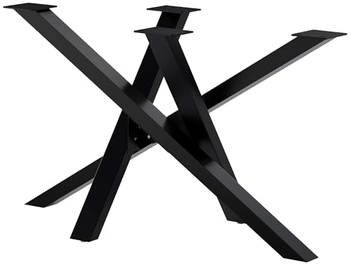 CLP Tischbeine Finney I Tischkufen für DIY-Esstische I Tischgestell aus pulverbeschichtetem Stahl I Höhe 72 cm, Farbe:schwarz, Größe:120x60x72 cm von CLP