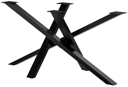 CLP Tischbeine Metall schwarz Finney, Tischkufen für DIY-Esstische, Tischgestell aus pulverbeschichtetem Stahl, Höhe 72 cm, Farbe:schwarz, Größe:140x70x72 cm von CLP