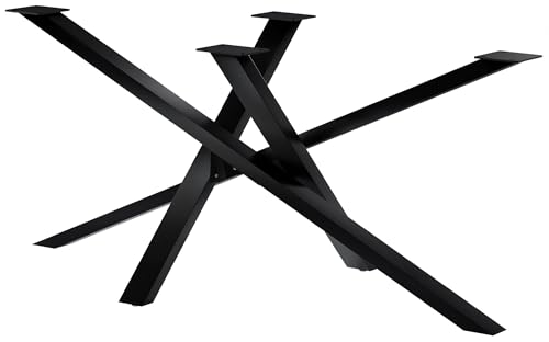 CLP Tischbeine Finney I Tischkufen für DIY-Esstische I Tischgestell aus pulverbeschichtetem Stahl I Höhe 72 cm, Farbe:schwarz, Größe:160x80x72 cm von CLP