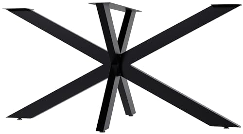 CLP Tischbeine Hardwick I Tischkufen für DIY-Tische mit Höhe 71 cm I Sternförmiges Tischgestell aus pulverbeschichtetem Stahl, Farbe:schwarz, Größe:150x78x71 cm von CLP