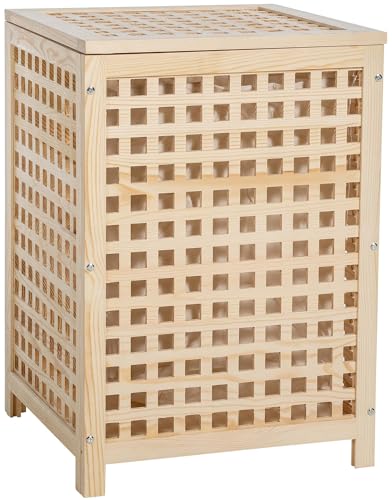 CLP Wäschebox I Wäschetruhe Und Aufbewahrungsbox Aus Holz I Moderner Wäschesammler Mit Deckel I Wäschebehälter Mit Gitter Zur Belüftung, Größe:L von CLP