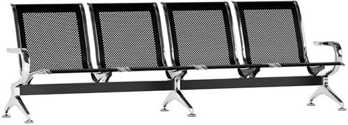 CLP Wartebank Airport I Sitzbank mit Metallgestell in Chrom-Optik I Robuste Wartestühle mit Rückenlehne und Armlehnen, Farbe:schwarz, Größe:4-Sitzer CLP Wartebank Airport I Sitzbank mit Metallgestell in Chrom-Optik I Robuste Wartestühle mit Rückenlehne und Armlehnen, Farbe:schwarz, Größe:4-Sitzer von CLP