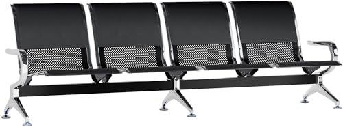 CLP Wartebank Airport mit Kunstlederbezug I Sitzbank mit Metallgestell in Chrom-Optik I Robuste Wartestühle mit Rückenlehne, Farbe:schwarz/schwarz, Größe:4-Sitzer CLP Wartebank Airport mit Kunstlederbezug I Sitzbank mit Metallgestell in Chrom-Optik I Robuste Wartestühle mit Rückenlehne, Farbe:schwarz/schwarz, Größe:4-Sitzer von CLP