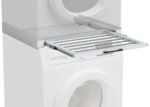 CLP Waschmaschinen-Verbindungsrahmen Sebastian I Zwischenbaurahmen mit Wäscheleine, Farbe:weiß von CLP