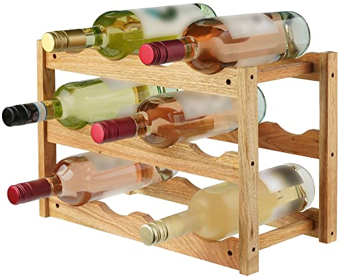 CLP Weinregal Morena I Stabiles Flaschenregal Aus Holz I Halterung Für 12 Flaschen, Farbe:walnuss von CLP