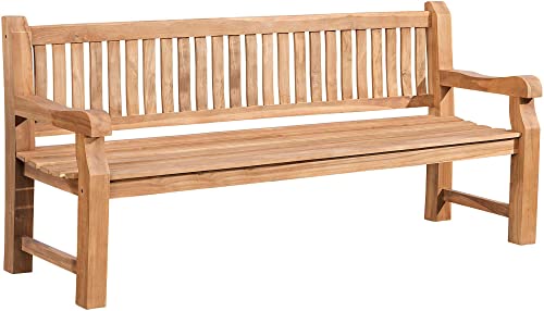 CLP Teakbank Jackson V2 I Wetterfeste Holzbank mit Rückenlehne I Stabile Gartenbank aus massivem Teakholz, Farbe:Teak, Größe:200 cm von CLP