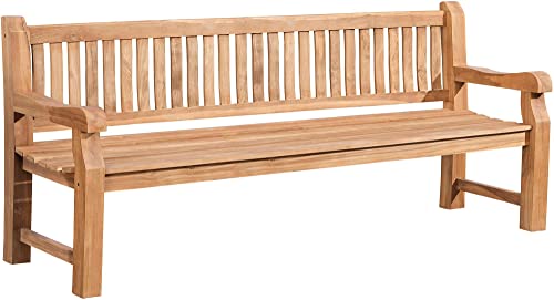 CLP Teakbank Jackson V2 I Wetterfeste Holzbank mit Rückenlehne I Stabile Gartenbank aus massivem Teakholz, Farbe:Teak, Größe:220 cm von CLP