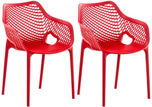 CLP XL-Bistrostühle Air I Stapelstühle Air Aus Kunststoff Mit 44 cm Sitzhöhe I Outdoor-Stühle Mit Wabenmuster, Farbe:rot von CLP