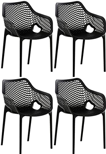 CLP XL-Bistrostühle Air I Stapelstühle Air Aus Kunststoff Mit 44 cm Sitzhöhe I Outdoor-Stühle Mit Wabenmuster, Farbe:schwarz von CLP
