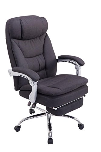 CLP XL Bürostuhl Troy mit Armlehne, Stoff-Bezug, Relaxsessel mit Fußstütze ausziehbar, Chefsessel, Belastbarkeit bis 160 kg, Farbe:schwarz von CLP