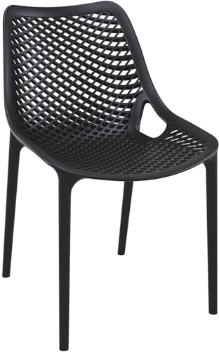 CLP XXL-Bistrostuhl Air Aus Kunststoff I Gartenstuhl Mit 44CM Sitzhöhe I Outdoor-Stuhl Mit Wabenmuster, Farbe:schwarz von CLP