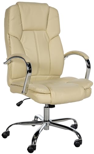 CLP Ergonomischer Bürostuhl Big Xanthos I XXL Komfort Mit Wippfunktion Und Armlehnen I Verstellbar Mit Kunstleder-Bezug, Belastbar bis 210 kg, Farbe:Creme CLP Ergonomischer Bürostuhl Big Xanthos I XXL Komfort Mit Wippfunktion Und Armlehnen I Verstellbar Mit Kunstleder-Bezug, Belastbar bis 210 kg, Farbe:Creme von CLP