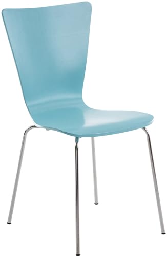 CLP robuster und pflegeleichter Stapelstuhl AARON, Holzsitz ergonomisch geformt hellblau von CLP