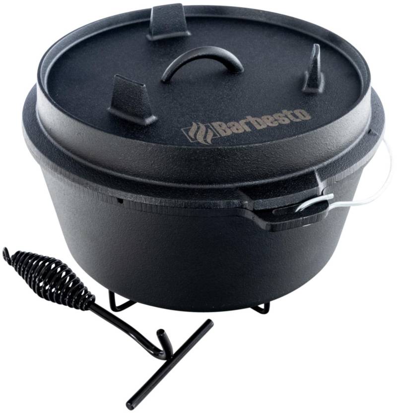 Feuertopf aus Gusseisen 5,7 L Dutch Oven Schwenktopf Gulaschtopf Grillpfanne von CLP