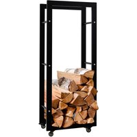 Kaminholzständer Keri mit Rollen schwarz 25x40x100 cm Kaminholzständer Keri mit Rollen schwarz 25x40x100 cm von CLP