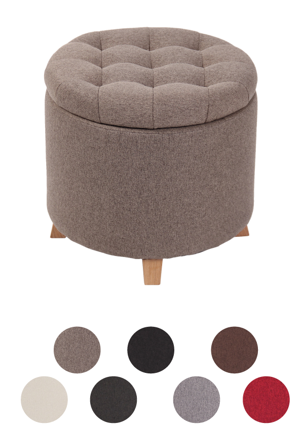 Sitzhocker mit Stauraum Stoff- Schminktischhocker Polsterhocker Sitzpouf von CLP