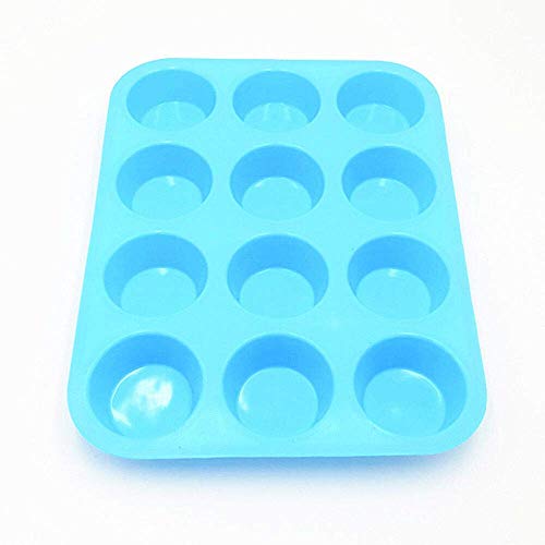 12 Silicone Large Muffin Yorkshire Pudding Mould Cupcake Bakeware Baking Tray Blue von CLQ