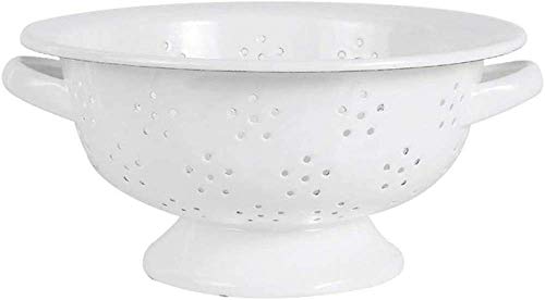 CLQ Retro Sieb Pastell Emaille Sieb Abtropffläche Küche Weiß Emaille Obstkorb Retro Stil Edelstahl Abflusskorb von CLQ