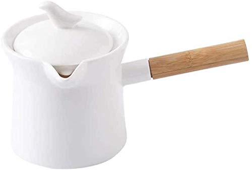 Milchkännchen Keramik Einfach Kreativer Milchtank mit Griff Home Kaffeemilchtank mit Deckel Tasse Kleine Teekanne-300ML von CLQ