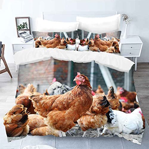 CLQPYQ Bettwäsche Set 135X200 3 Teilig Mikrofaser Winter Bettbezug, 3D Tierisches Huhn Druck Muster Bettbezüge Mit Reißverschluss Und 2 Kissenbezug 80X80Cm, Für Kinder Und Erwachsene CLQPYQ Bettwäsche Set 135X200 3 Teilig Mikrofaser Winter Bettbezug, 3D Tierisches Huhn Druck Muster Bettbezüge Mit Reißverschluss Und 2 Kissenbezug 80X80Cm, Für Kinder Und Erwachsene von CLQPYQ