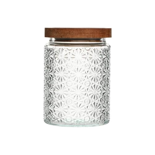CLQYXRMVC Butterdose Butterdose aus Glas, kubisch, floral, Holzdeckel for Küchendose zur Aufbewahrung von Kaffeebohnen Butterbehälter von CLQYXRMVC