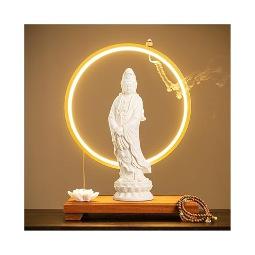 CLQYXRMVC Feng-Shui-Statue Gelbe Keramik mit Sockel und Lampenring Buddha-Statue Dekoration Wohnzimmer Eingang Feng Shui Dekoration Reichtum Glücksfigur von CLQYXRMVC