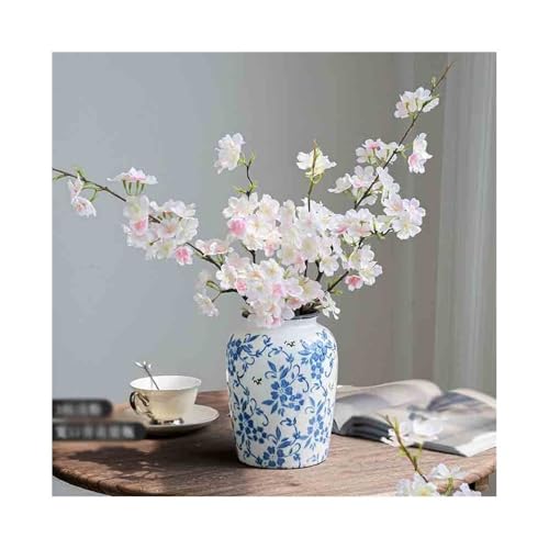 CLQYXRMVC Gefälschte Blumen Mit Vase Simulation Kirschblüte Wohnzimmer Gefälschte Blumen Dekorative Ornamente Indoor Celadon Porzellan künstliche Blumen Dekoration von CLQYXRMVC