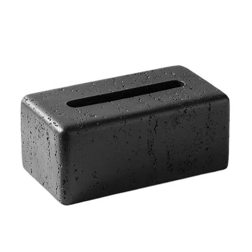 CLQYXRMVC Taschentuchbox-Abdeckung Taschentuchbox, rechteckig, for Zuhause, Wohnzimmer, Couchtisch, Keramik, Taschentuchbox, Schwarz Dekorativer Taschentuchhalter von CLQYXRMVC
