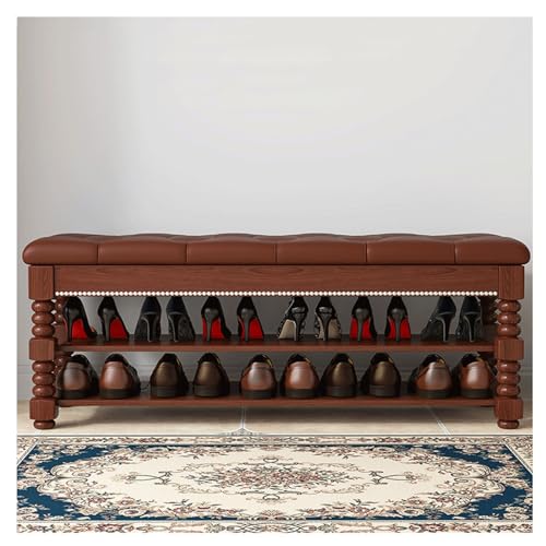 Schuhbank im Eingangsbereich Massiver Schuhhocker aus Holz, Sitzbarer Schuhschrank, Schuhregalbank, Schuhaufbewahrungsbank for Eingangsbereich, Wohnzimmer, Badezimmer, Schlafzimmer Eingangsbank(Bruin) von CLQYXRMVC