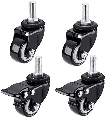 CLQya Rollen Möbelrollen M8 / M10 / M12 Gewinde 2 Zoll 200Kg Vorbau mit Bremse Silent Heavy Duty Universal Swivel Industriewagen Ersatzräder für Tisch Stuhl Flower Stand 4 Packs,Gewinde M8 von CLQya