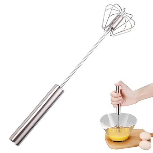 Handmixer, Halbautomatischer Schneebesen aus Edelstahl, Rotierender Halbautomatischer Eierschläger, Handrührgerät zum Kochen von Eiern und Milch in der Küche zu Hause (12 Inche) von CLRZOL