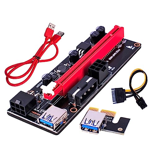 CLSSLVVBN PCI E 1x bis 16x Adapterplatine 6 poliger Stromanschluss Erweiterungskarte LED Anzeige PCI Extender Desktop PC Zubehör, Rotes USB Kabel von CLSSLVVBN