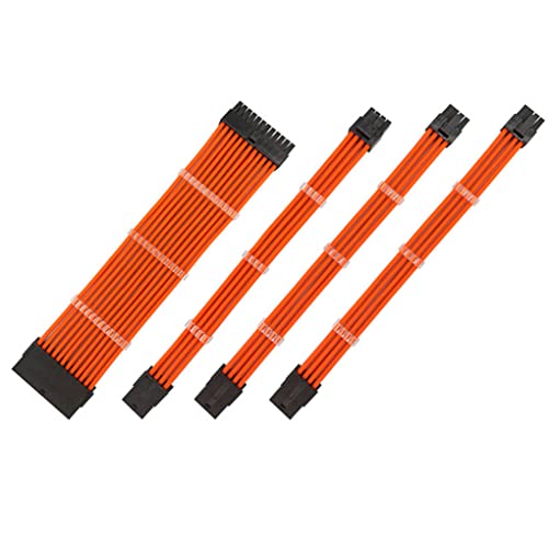 CLSSLVVBN Verlängerungskabel PC Anschlüsse Computer Netzteil Nylon Praktisches sicheres nützliches Kabelset Motherboard Kit, Orange von CLSSLVVBN