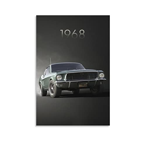 Classic Sport Auto Poster für 1968 Ford Mustang GT Fastback Hyper Car Supercar Poster Dekorative Malerei Leinwand Wandposter und Kunstbild Druck Modern Familie Schlafzimmer Dekor Poster von CLTE