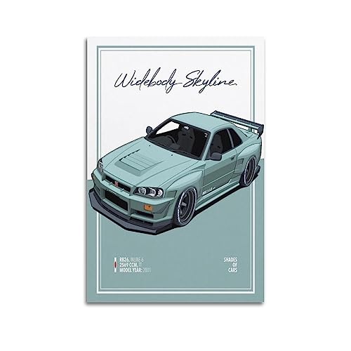 JDM Vintage Race Car Poster für GTR R34 Skyline WideBody Sportwagen Dekorative Malerei Leinwand Wandkunst Bild von CLTE