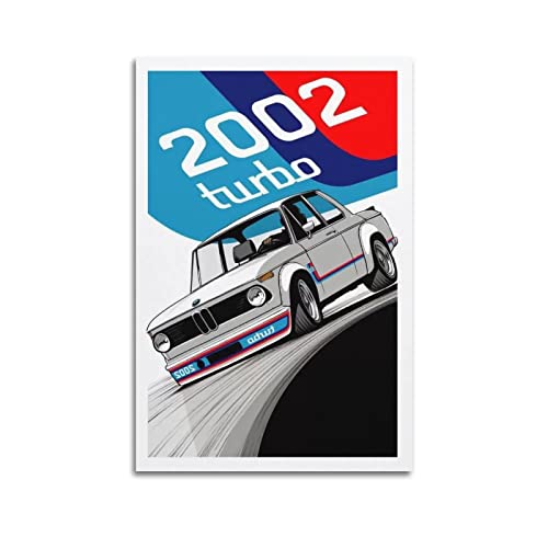 Klassisches Rennauto Poster für BMW 2002 Turbo Vintage Auto Poster Dekorative Malerei Leinwand Wandposter und Kunstbild Druck Modern Familie Schlafzimmer Dekor Poster von CLTE