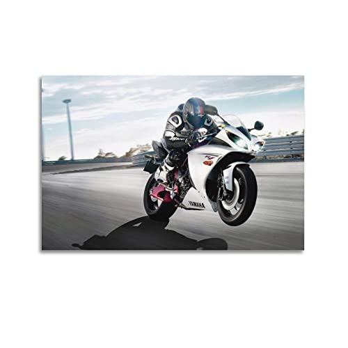 Motorräder Poster für Yamaha R1 Rennauto Motorrad Motorsport Poster Dekorative Malerei Leinwand Wandposter und Kunstbild Druck Moderne Familie Schlafzimmer Dekor Poster von CLTE