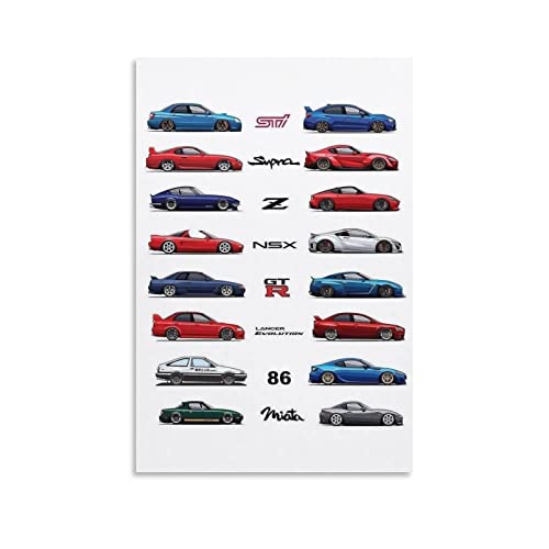 Old Vs New JDM Cars Poster Sports Racing Cars Poster Dekorative Malerei Leinwand Wandposter und Kunstbild Druck Moderne Familie Schlafzimmer Dekor Poster von CLTE