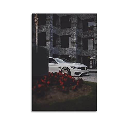 Sportauto Poster für BMW M4 F82 Weißes Rennauto Poster Dekorative Malerei Leinwand Wandposter und Kunstbild Druck Modern Familie Schlafzimmer Dekor Poster von CLTE